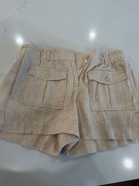 Beige Linen Cargo Shorts - Women's Casual Summer Short. Loft size S..NWT.